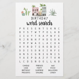 Papier Jeu de recherche de mots d'anniversaire Fête d'ann