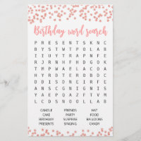 Jeu de recherche de mots d'anniversaire Fête d'ann