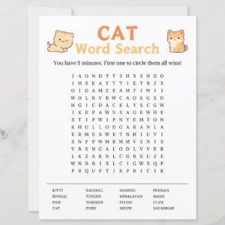 Papier Jeu de recherche de mots de chat