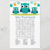 Papier Jeu de recherche de mots du Baby shower Owl (Devant)