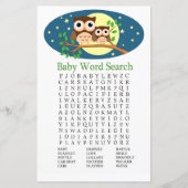 Papier Jeu de recherche de mots du Baby shower Owl (Devant)