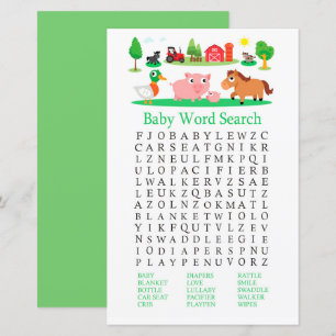 Papier Jeu de recherche de mots pour Baby Shower à la fer
