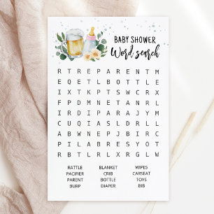 Papier Jeu de recherche de mots pour Baby Shower Baby Is 