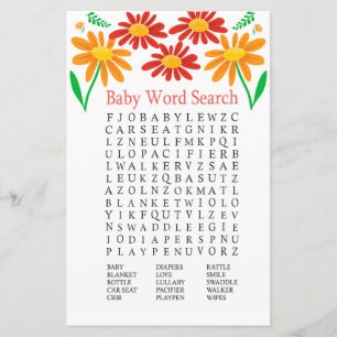 Papier Jeu de recherche de mots pour baby shower Camomill