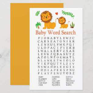 Papier Jeu de recherche de mots pour baby shower Lion