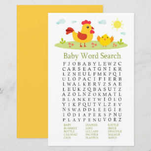 Papier Jeu de recherche de mots pour Baby Shower sur le t