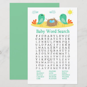Papier Jeu de recherche de mots pour Baby Shower sur les 