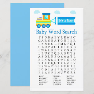 Papier Jeu de recherche de mots pour baby shower Train Jo