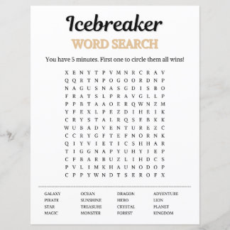 Papier Jeu de recherche de mots pour briser la glace