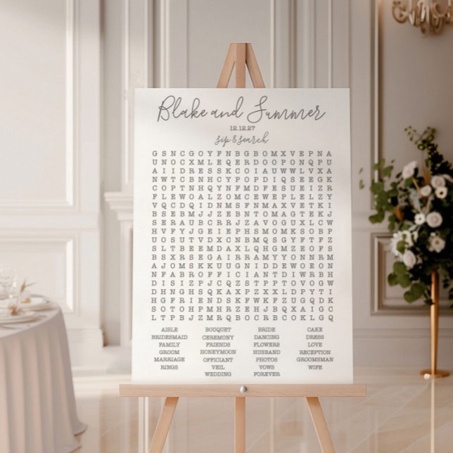 Papier Jeu de recherche de mots pour réception de mariage (Créateur téléchargé)