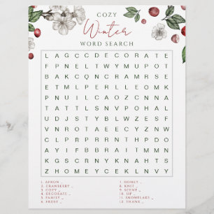 Papier Jeu de recherche de mots pour un hiver cosy