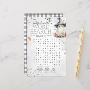 Papier Jeu de recherche Halloween Ghost Baby shower Word