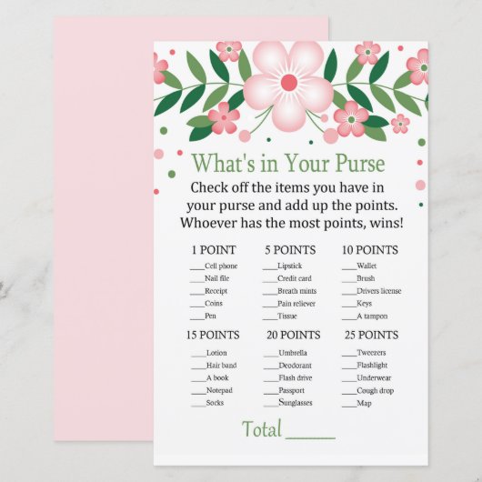 Papier Jeu de sac à main floral rose (Devant / Derrière)