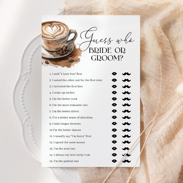 Papier Jeu de Salle de Mariage Café Devinez Qui est la Ma (Créateur téléchargé)