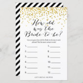 Papier Jeu de Salle de Mariage en Or - Quel âge avait la (Devant / Derrière)