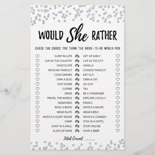 Papier Jeu de Salle de Mariage 'Plutôt Elle' Modifiable (Devant)