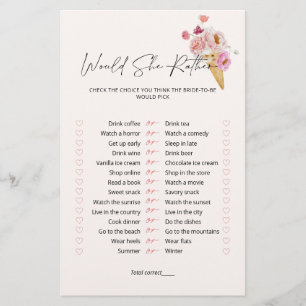 Papier Jeu de Salle de Mariage 'Préfèrerait-Elle de la Cr