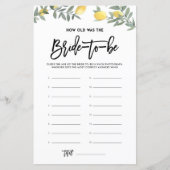 Papier Jeu de Salle de Mariée de la Mariée au Citron (Devant)