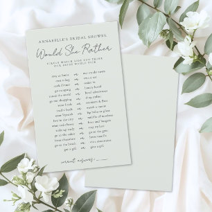 Papier Jeu de Salle de Mariée 'Préfèrerait-Elle'