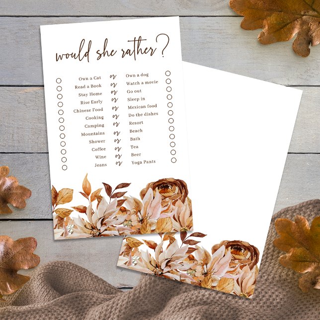 Papier Jeu de Salle de Mariée 'Préfèrerait-Elle' (Would She Rather Bridal Shower Game
)