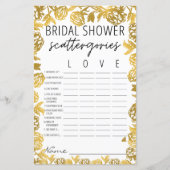 Papier Jeu de Scattergories pour la fête de mariage Golde (Devant)