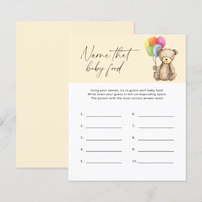 Papier Jeu de shower pour bébé - Ours (Devant / Derrière)