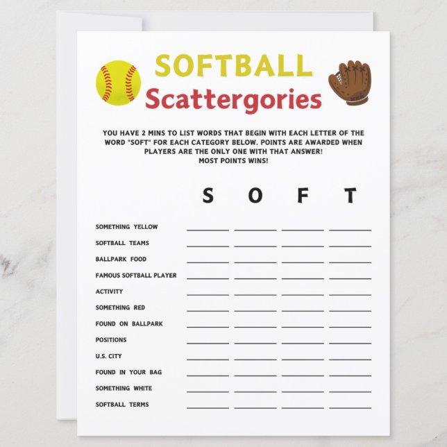 Papier Jeu de sltball Scattergories (Devant)