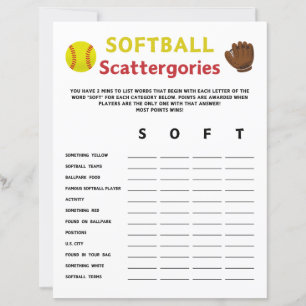 Papier Jeu de sltball Scattergories