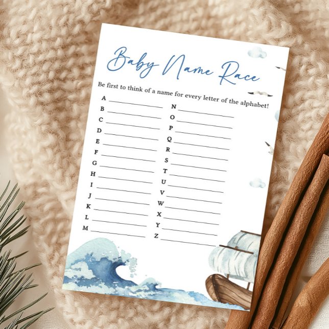 Papier Jeu de société de nom de bébé sous la douche pour  (Ahoy It's A Boy Baby Shower Baby Name Race Game)