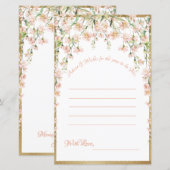 Papier Jeu de souhaits de Fête des mariées florale rose (Devant / Derrière)