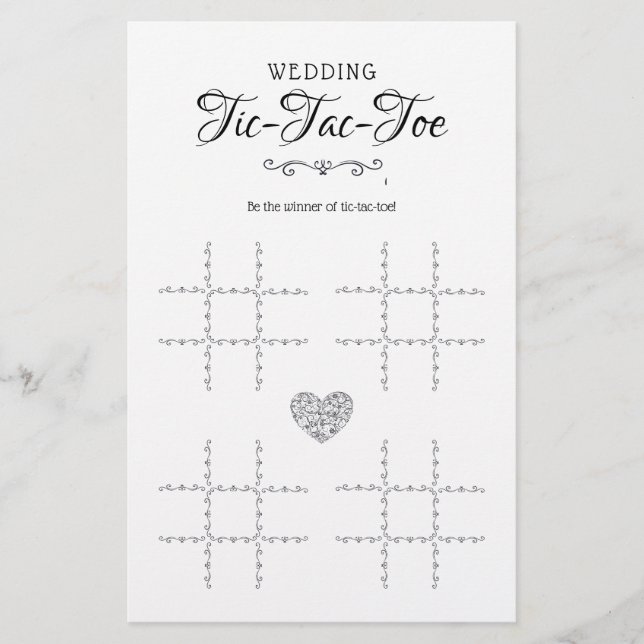 Papier Jeu de table décorative mariage Tic-Tac-Toe (Devant)