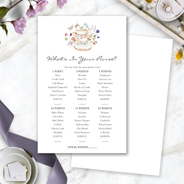 Papier Jeu de thé de mariage pour bourse (What's In Your Purse Bridal Tea Game by Painted Paperie
)