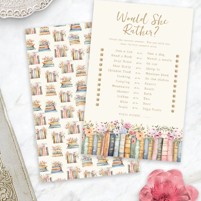 Papier Jeu de Thème de Livre Elle Préfèrerait (Book Theme Would She Rather Game
)