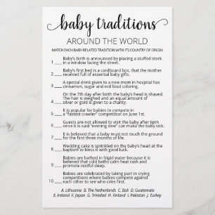 Papier jeu de traditions de bébé jeu de fête de Baby Show