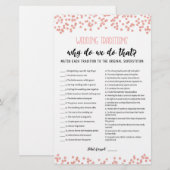 Papier Jeu de traditions de mariage avec réponses (Devant / Derrière)