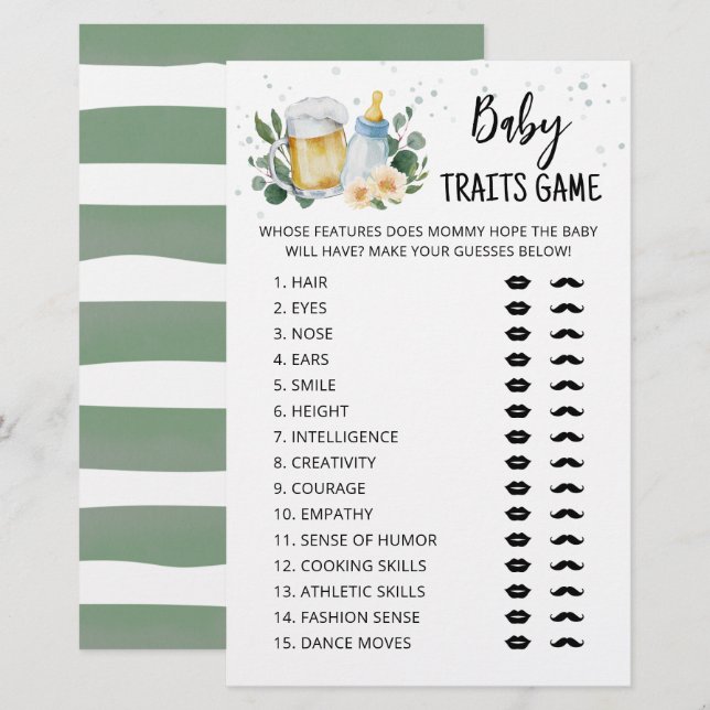 Papier Jeu de traits de bébé Fête de verdure Bébé est en  (Devant / Derrière)