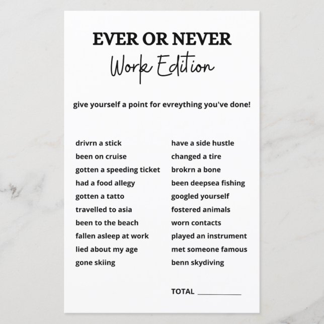 Papier Jeu de travail ou jamais Jeu de travail, Jeux de p (Devant)