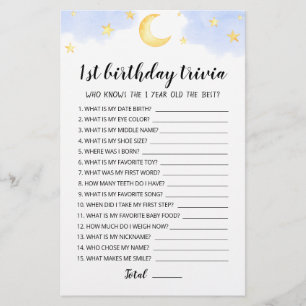 Papier Jeu de trivia modifiable pour 1er anniversaire