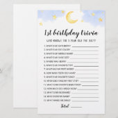 Papier Jeu de trivia modifiable pour 1er anniversaire (Devant / Derrière)