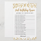Papier Jeu de trivia modifiable pour le 2e anniversaire (Devant / Derrière)