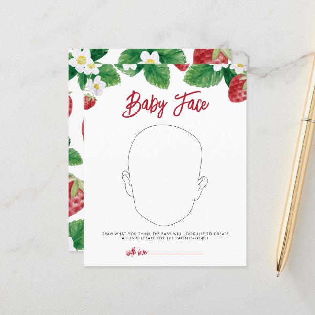 Papier Jeu de visage de bébé à dessiner aux fraises  (Devant/Arrière en situation)