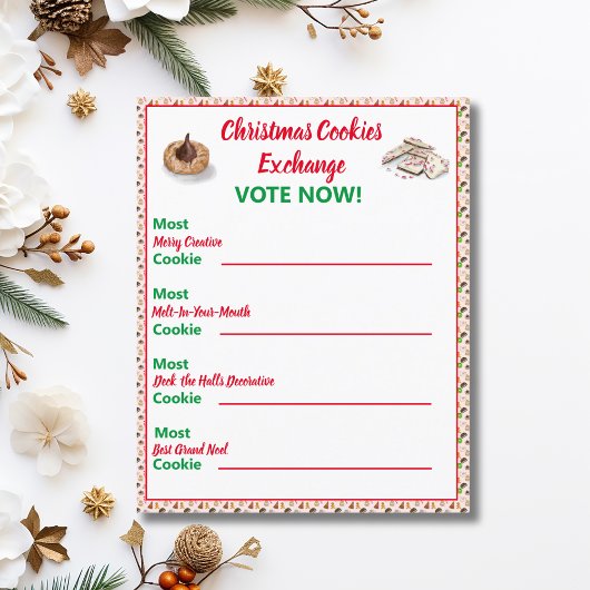Papier Jeu de vote pour l'échange de biscuits de Noël à l