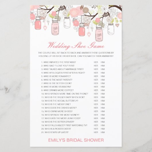 Papier Jeu de Wedding shower de chaussures Mariage modifi (Devant)