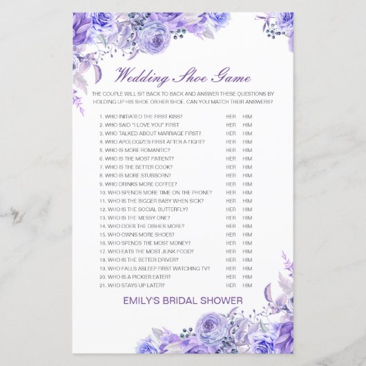 Papier Jeu de Wedding shower de chaussures Mariage modifi (Devant)