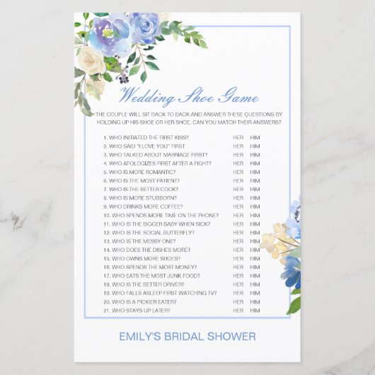 Papier Jeu de Wedding shower de chaussures Mariage modifi (Devant)