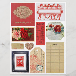 Papier Jeu d'embellissement vintage en rouge
