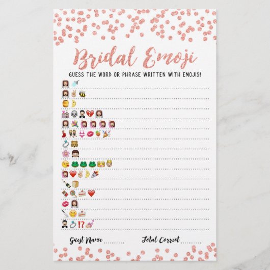 Papier Jeu d'emoji de mariage avec réponses Jeu de shower (Devant)