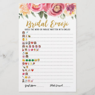 Papier Jeu d'emoji de mariage avec réponses Jeu de shower