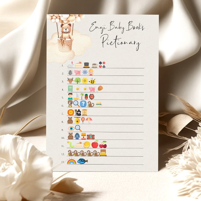 Papier Jeu d'emoji Pictionary pour une Baby Shower Ours (Créateur téléchargé)