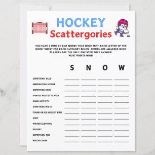 Papier Jeu des cattergences de hockey